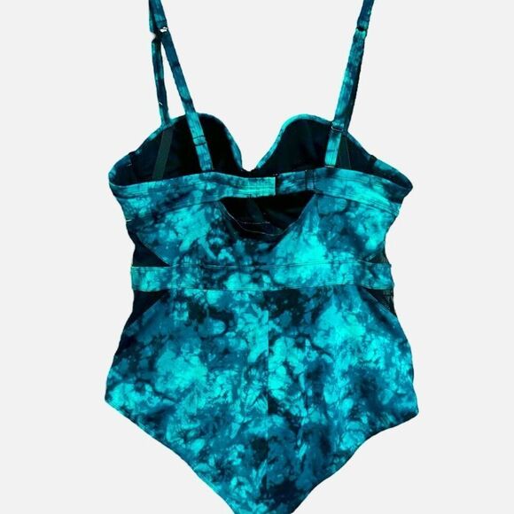 Torrid Teal Tie-Dye Mesh Inset One-Piece Swimsuit Size 3 3XL - Picture 8 of 15